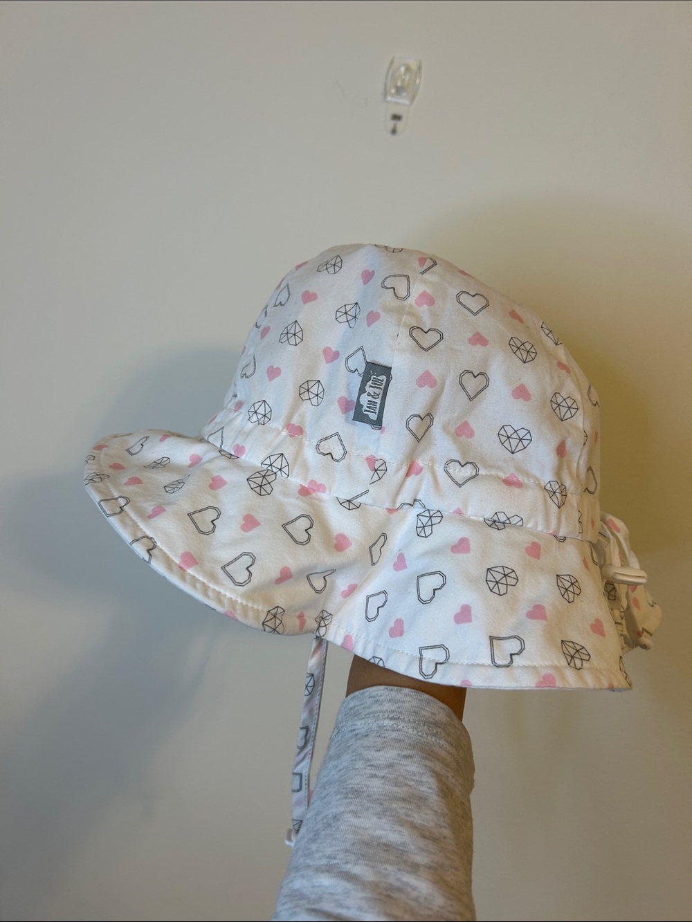 Jan & Jul Baby Floppy Hat UPF 50+ with Pink Geometric Heart Print